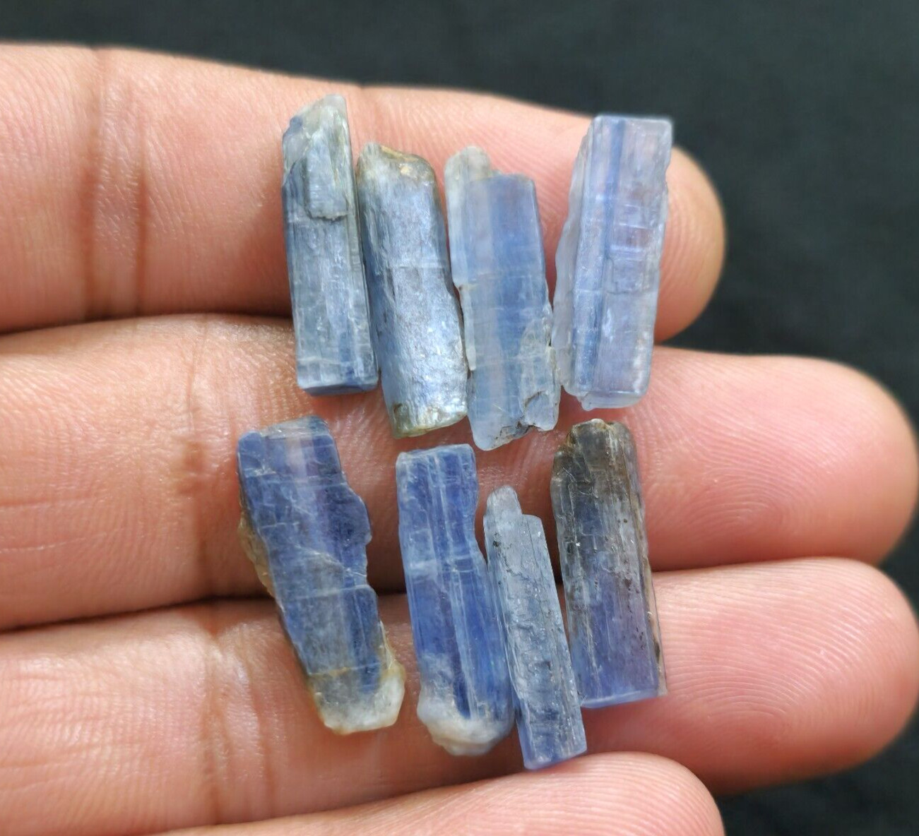 Awesome A+ Blue Kyanite Raw Shards 8 Piece Lot Rough 18-20 MM For Jewelry Making