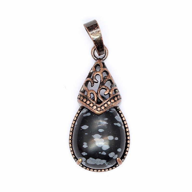 3-5PCS Natural Stone Personalized Retro Crystal Blue Agate Water Drop Pendant