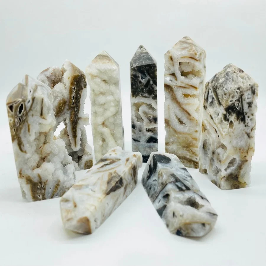 Natural Sphalerite Crystal Tower Druzy Quartz Obelisk Point Healing Reiki Decor