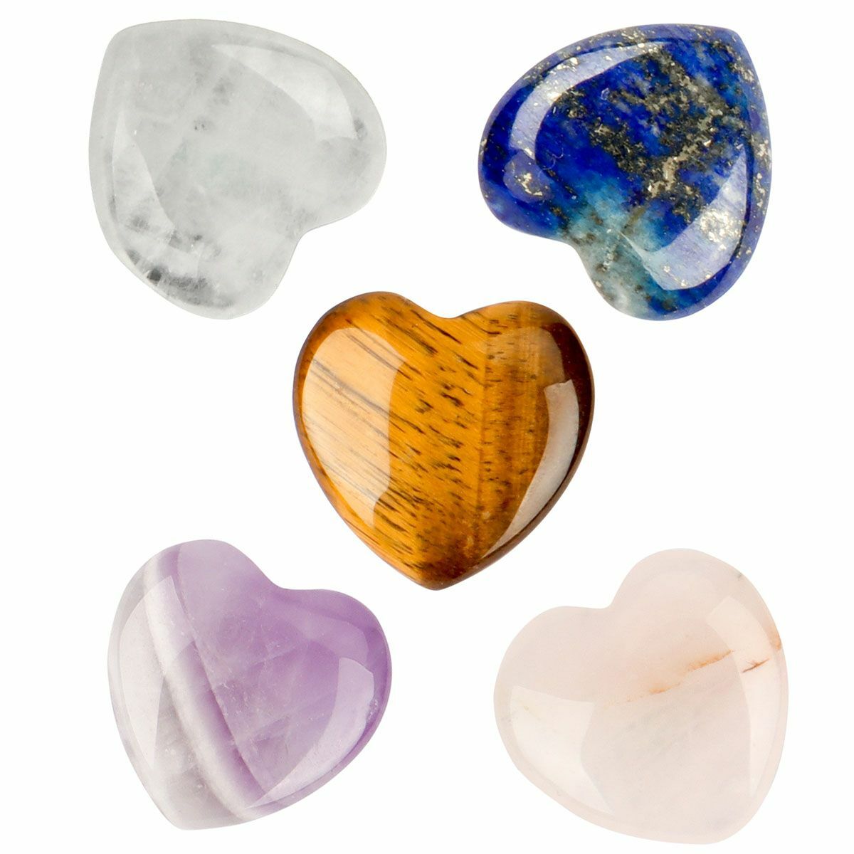 5/10PCS 20mm Natural Crystal Quartz Carved Heart Shaped Healing Love Gemstone