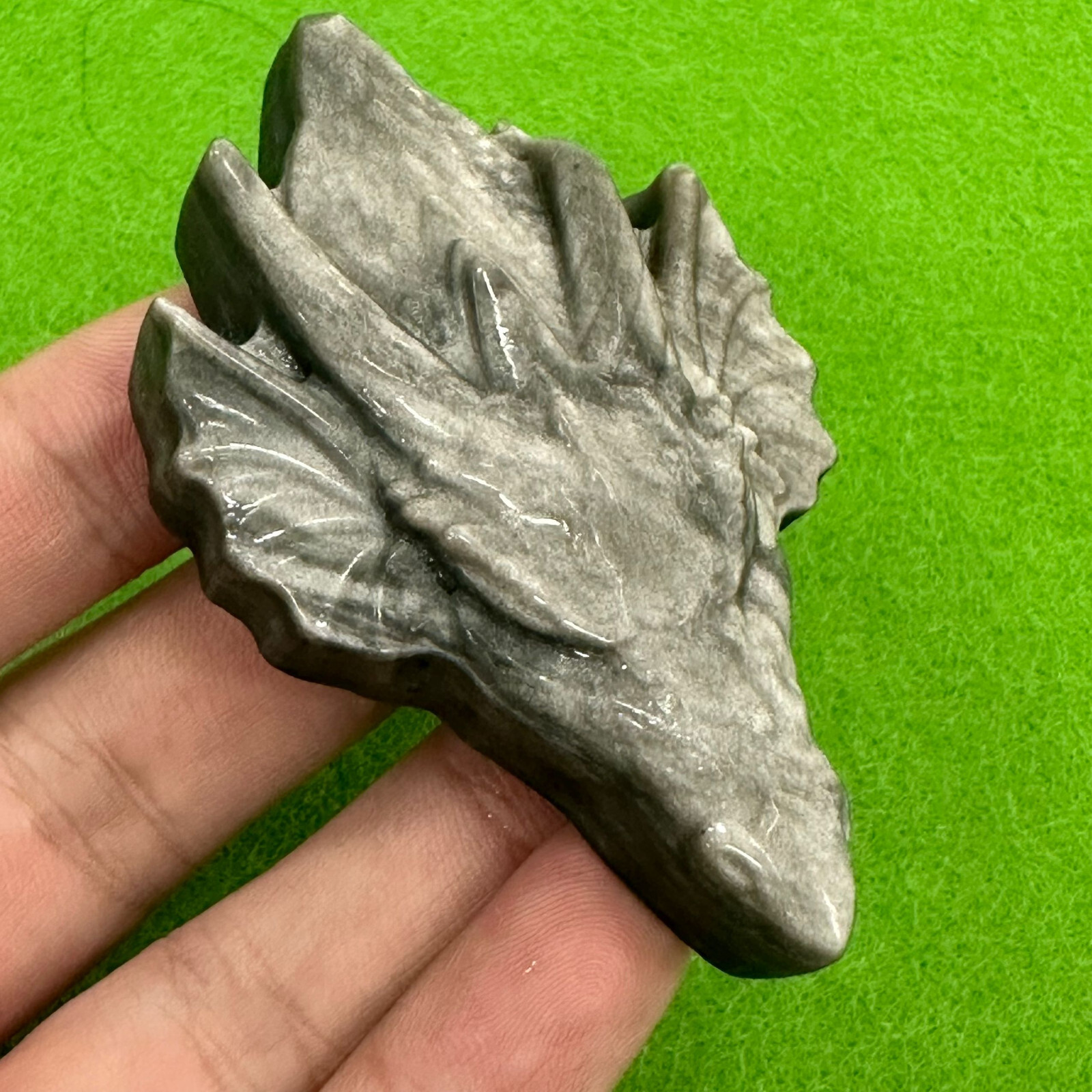 Natural Silver Obsidian Quartz Dragon Skull Crystal Specimen Reiki Healing 1PC