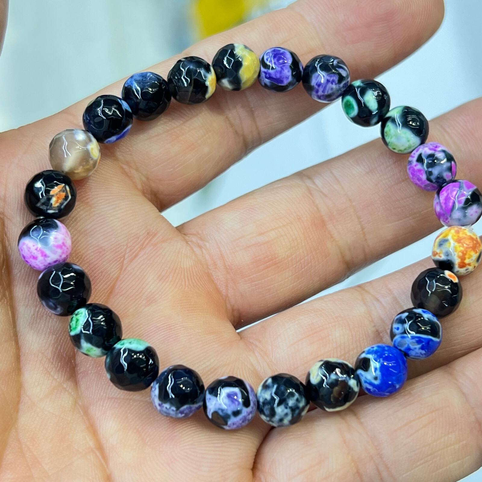 Wholesale Lot 6 Pcs agate 8 mm 7.5″ Crystal Stretch Bracelet