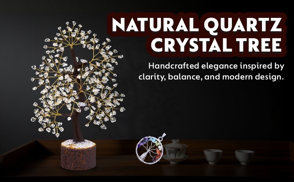 Clear Quartz Tree Kit 300 Beads Gemstone Bonsai Gold Wire Bracelets Pendant Set.