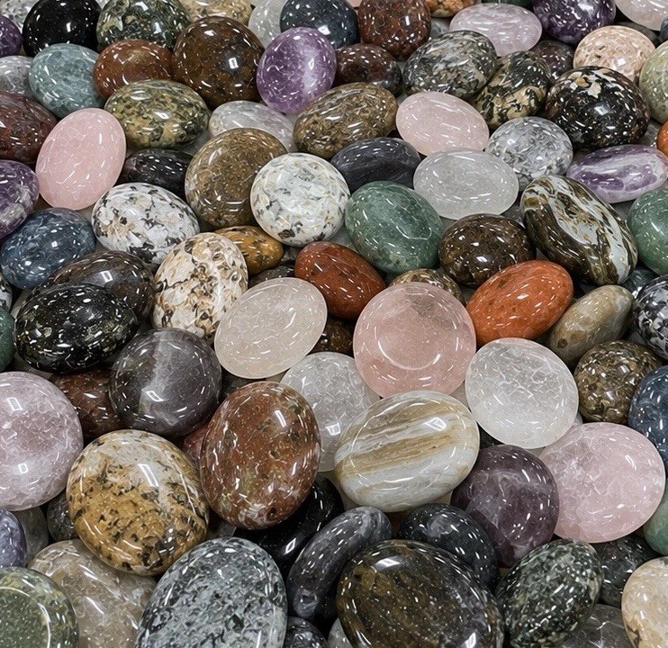 10 LB Mixed Crystal Palm Stones Bulk Lot Polished Assorted Natural Stones