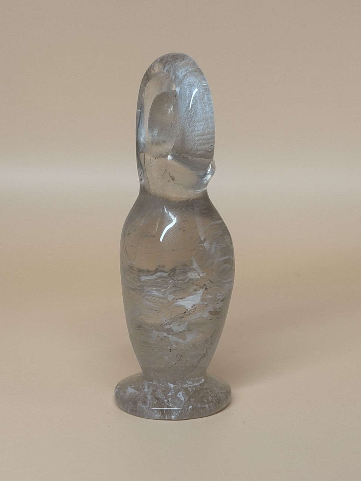 Clear Quartz Goddess Statue 3in 2.8oz Light Smoky Clear Quartz Spiral Goddess