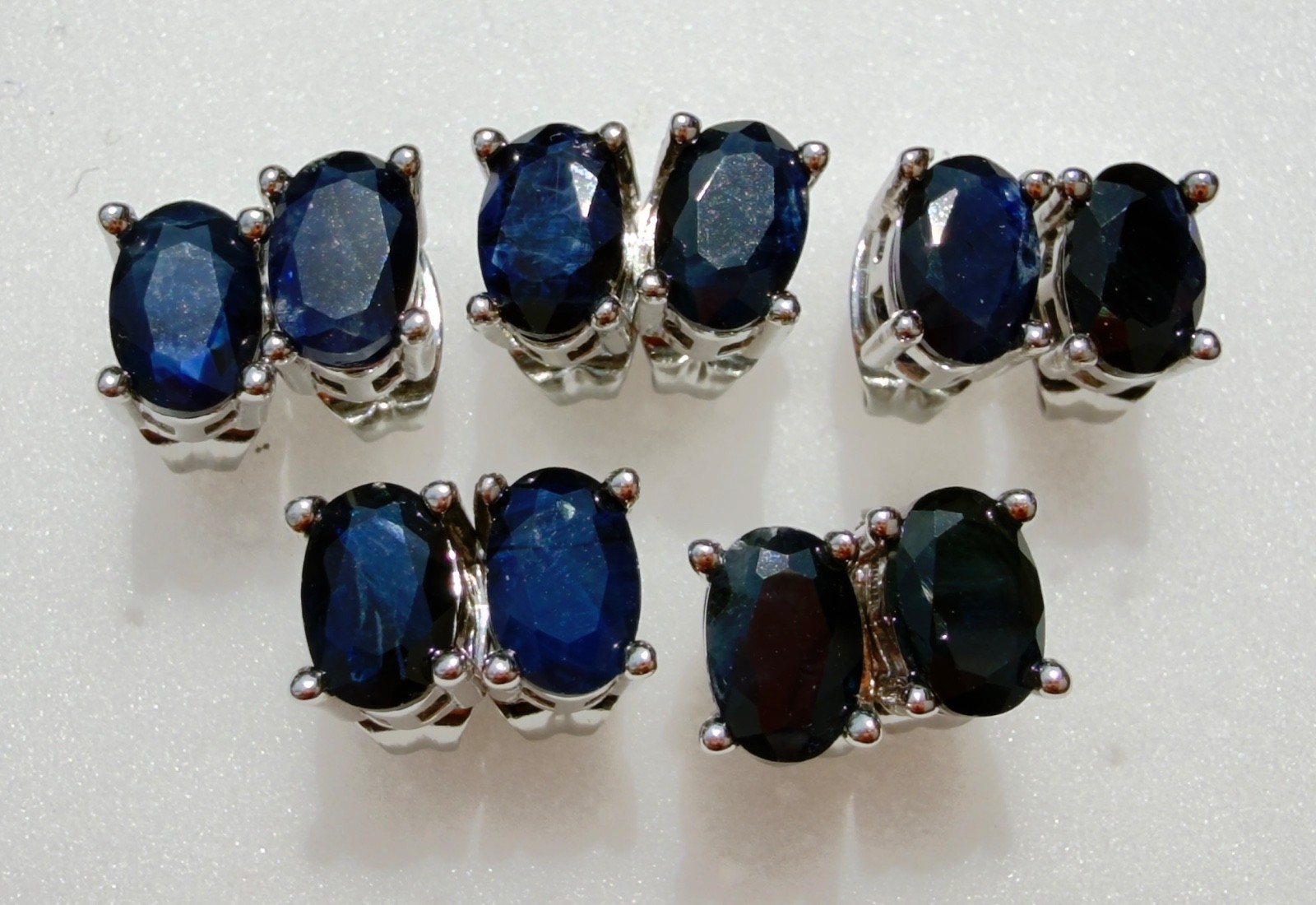 Wholesale Lot 5 Pairs Natural Sapphire Stud Earring 5x7mm