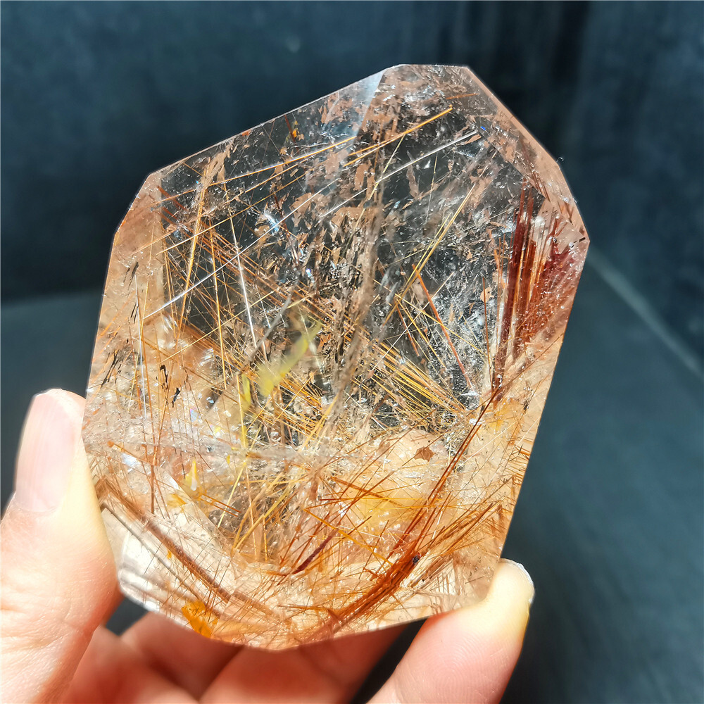 Rare Clear Golden Rutilated Inclusions Stone Gold Needles Stone specimen CY07