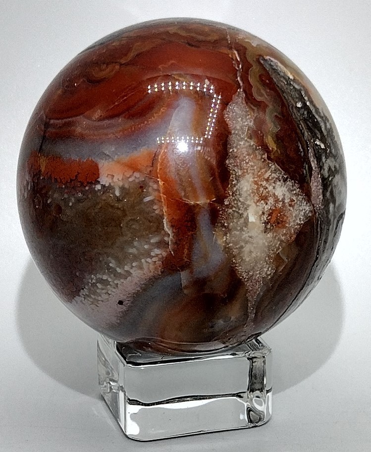 Mexican Crazy Lace Agate Sphere 58.5mm Druzy Crystal Ball Collector Display (11)