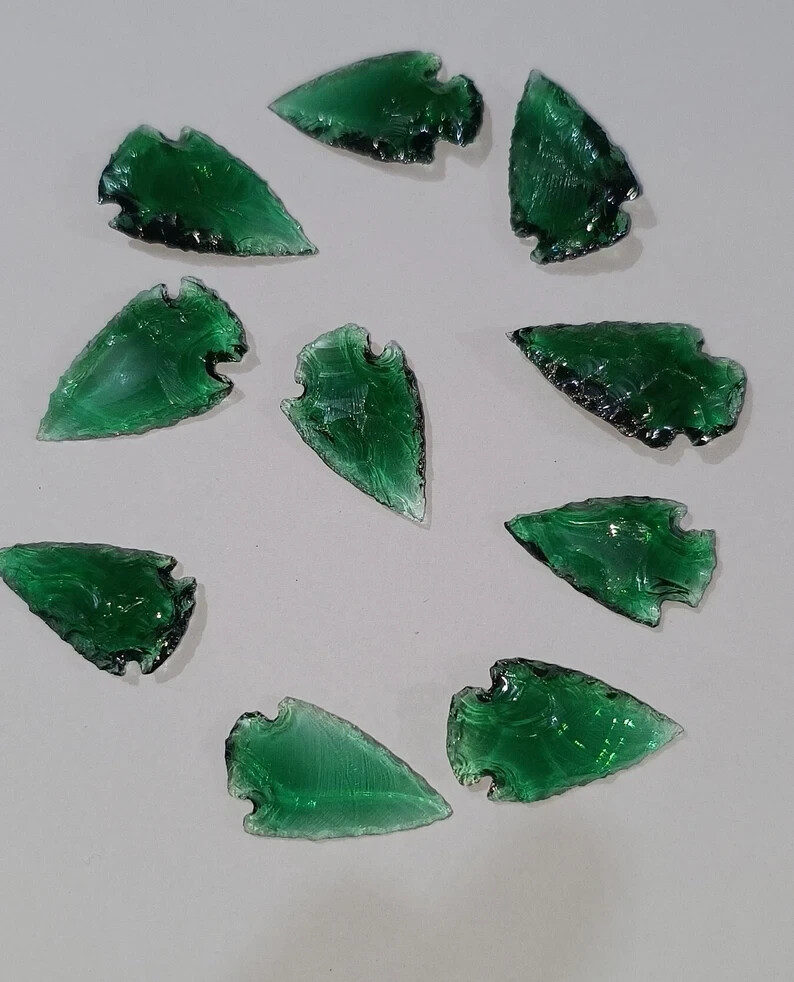 Green Obsidian Arrowhead 1-1.25″ – Stone Arrowhead Decor -Healing Crystals Blade