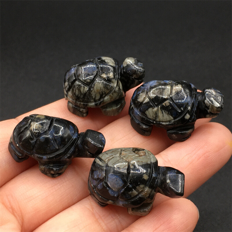 4pcs Natural Llanite Quartz Crystal Hand Carved Tortoise Skull Reiki Healing