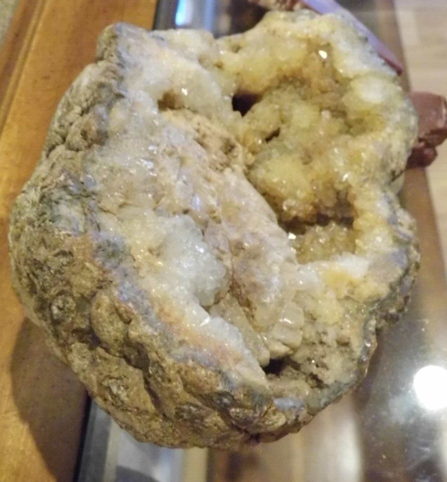 Colorado Mountains Geode, Broke open, one pound. Spanish Peaks 6in. X 4in. X 2.5