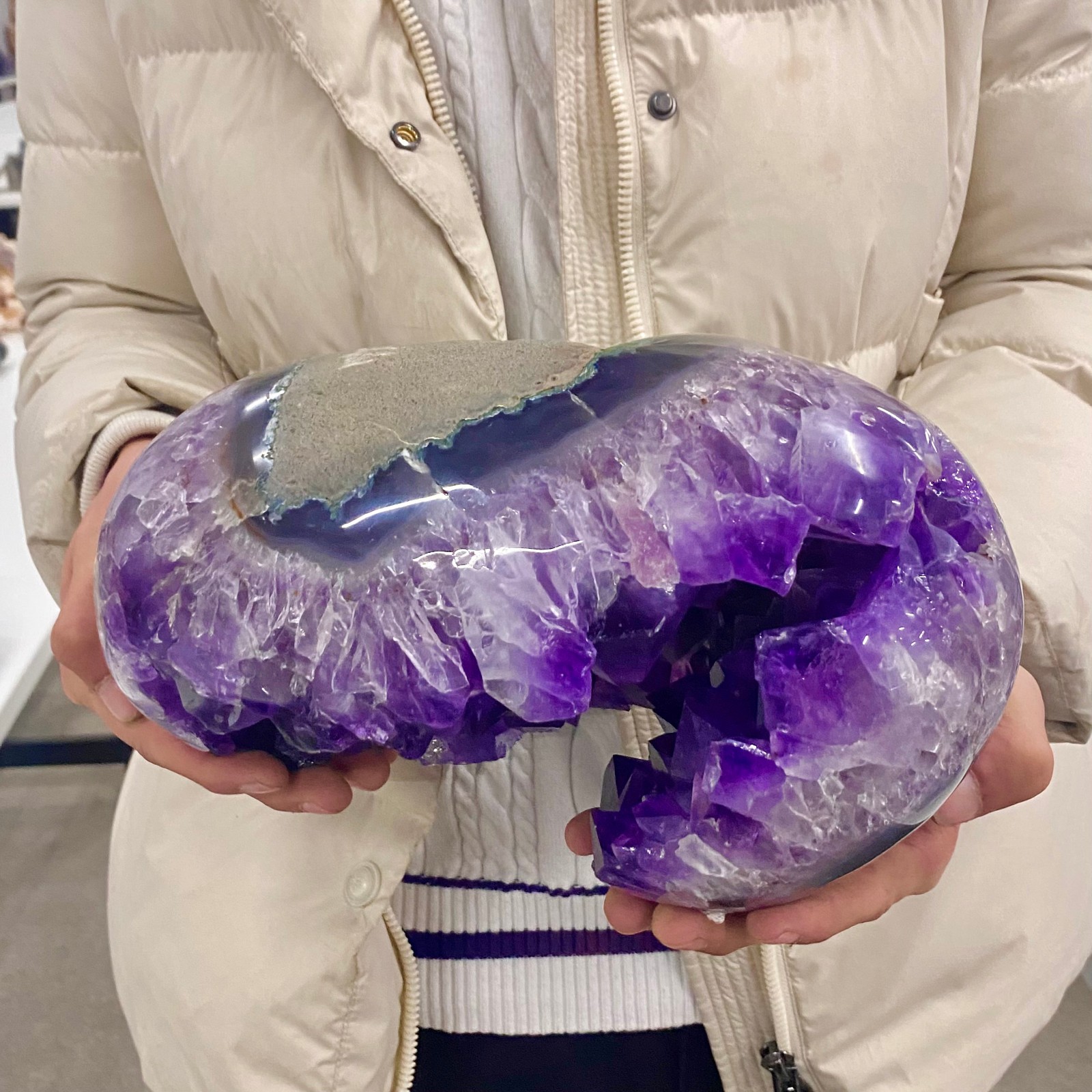 18.73LB Natural Amethyst geode quartz cluster crystal specimen Healing.
