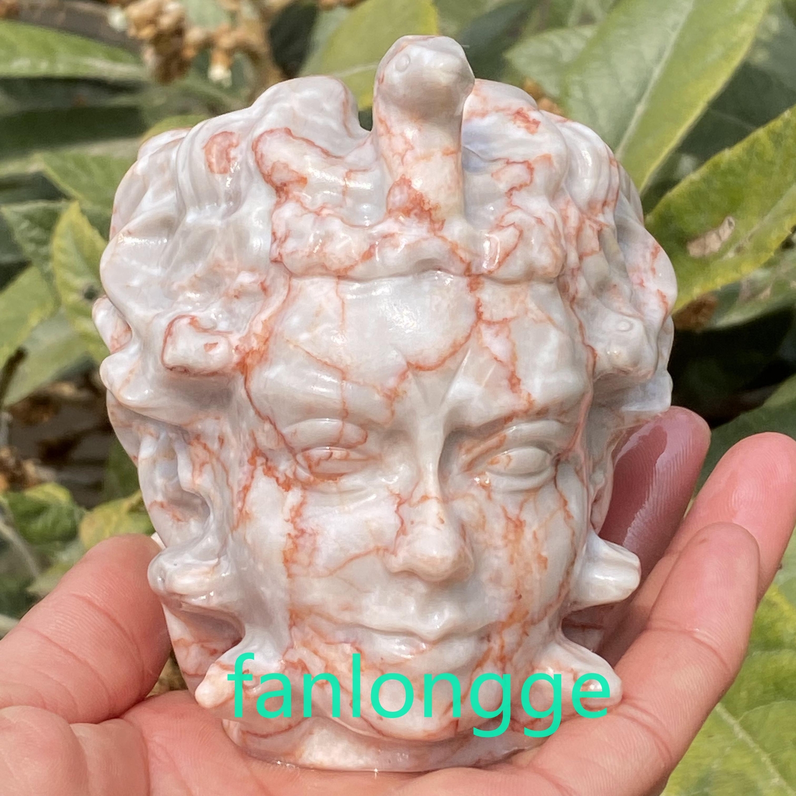 4in Natural Red network stone medusa Skull Quartz Crystal Skull Carved 1PC