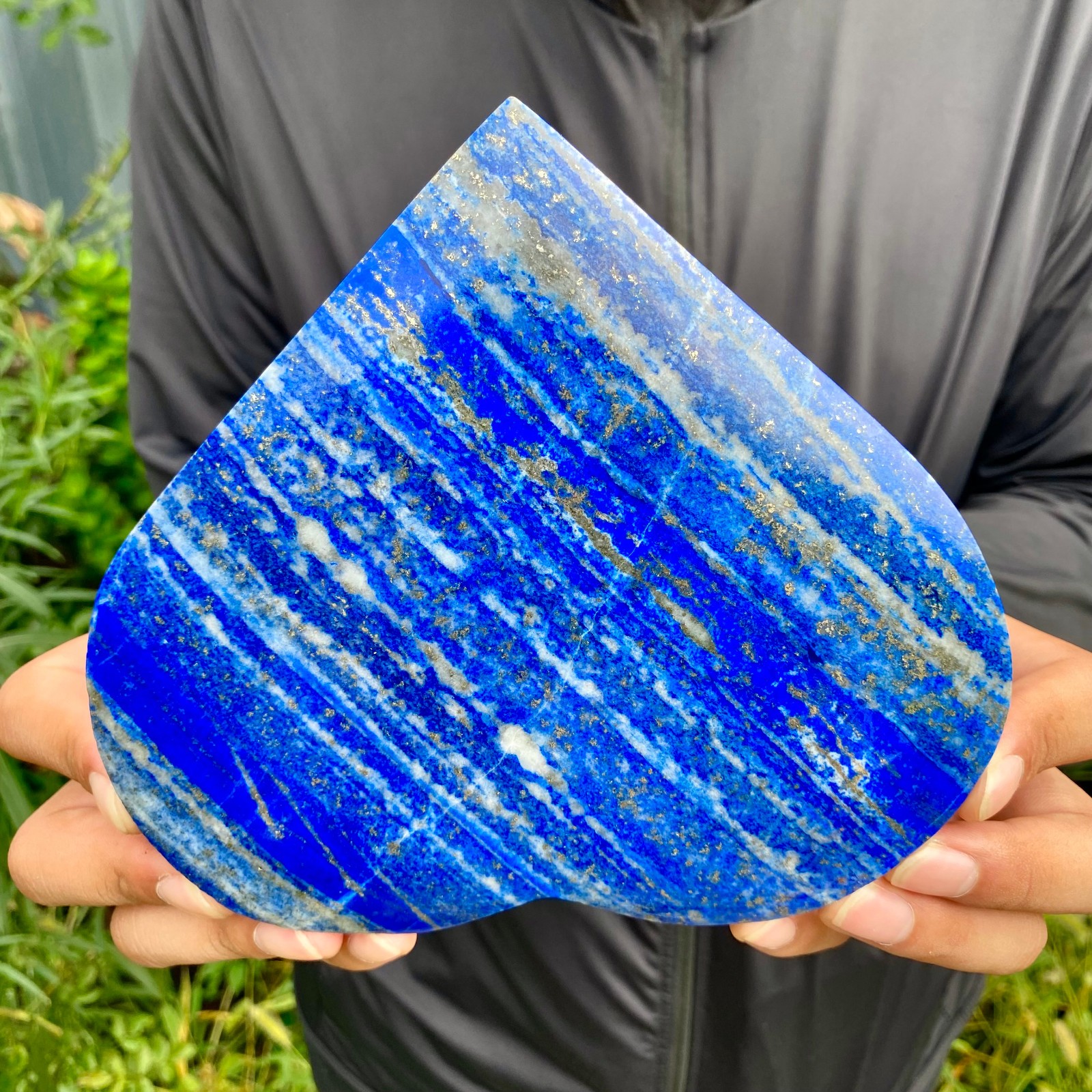 2.1LB Natural Polished Lapis Lazuli Heart Stone Chakra Healing Crystal Home De