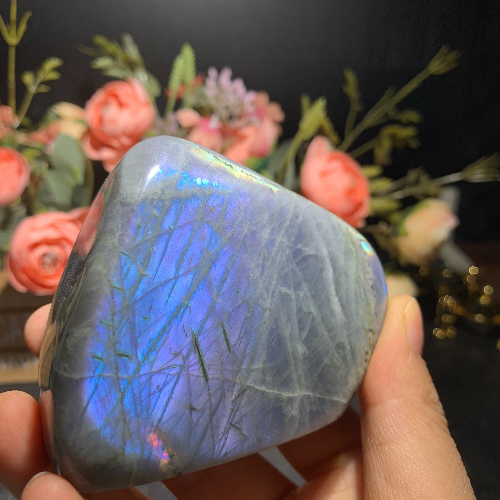290g Natural Purple Labradorite Free Form Ornament Crystal Quartz Reiki 62mm