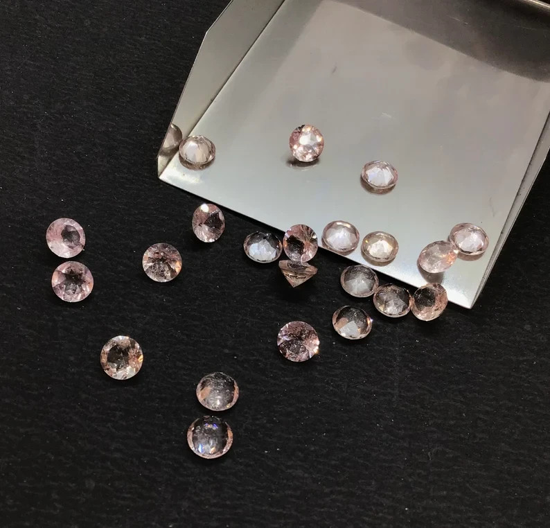 25 Pcs Lot Round Cut Certified 6 mm Natural Pink Morganite Loose Gemstone
