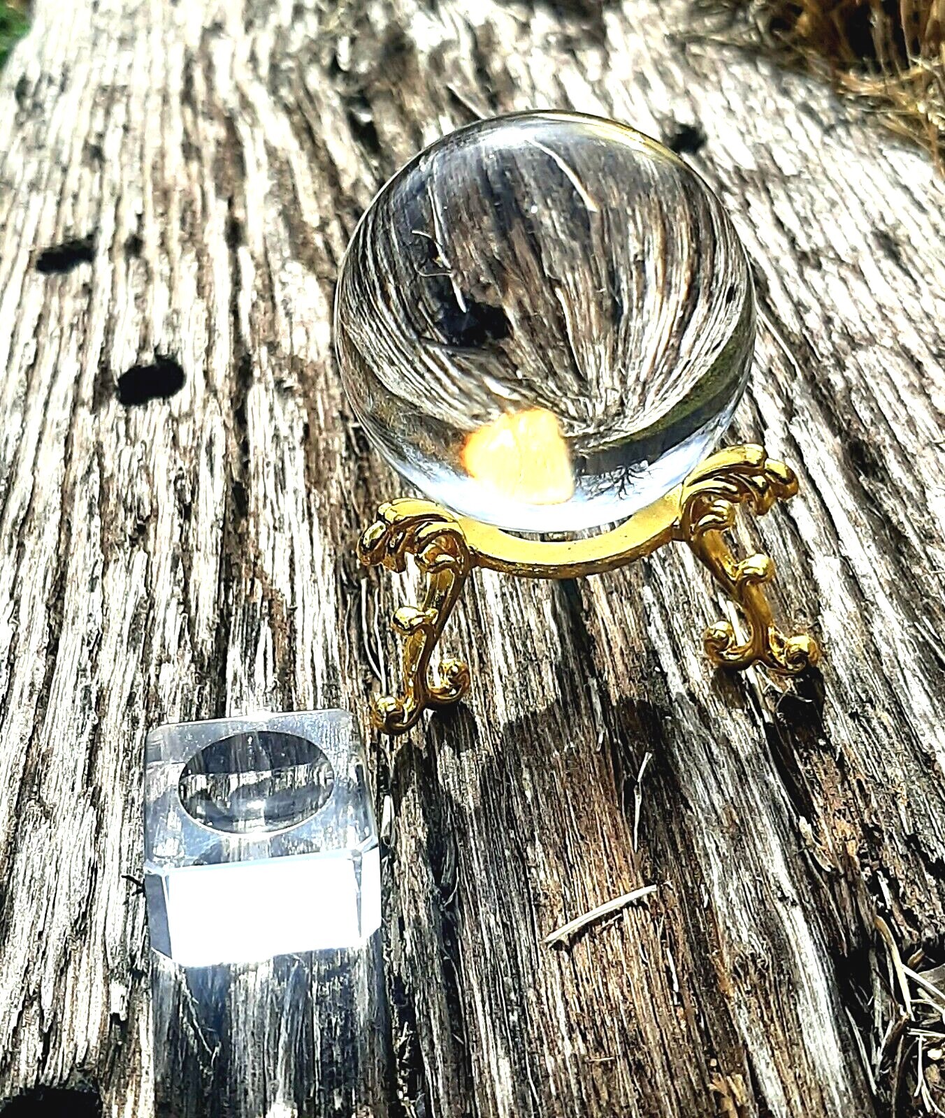 Clear Crystal Ball K9 Sphere 50mm + Gold/Silver stands&Crystal Stand in Gift Box