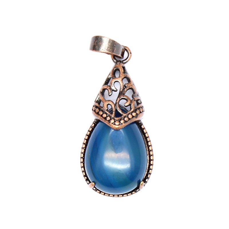 3-5PCS Natural Stone Personalized Retro Crystal Blue Agate Water Drop Pendant