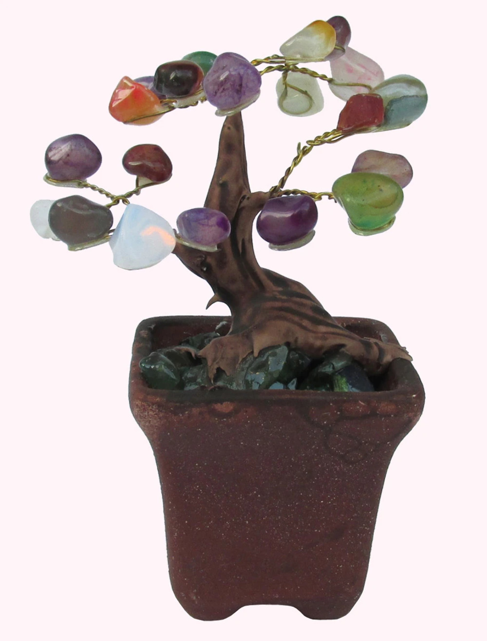 Gemstone Bonsai Chakra Tree, Mixed Gems, 4″