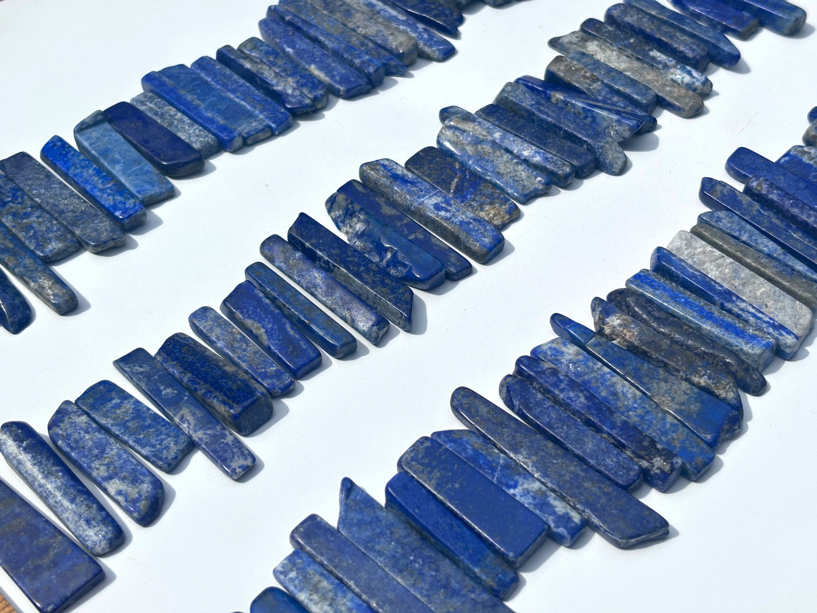 100pcs Bulk Lapis Lazuli Stone Points Wand Jewelry DIY Gemstone Strip Bars