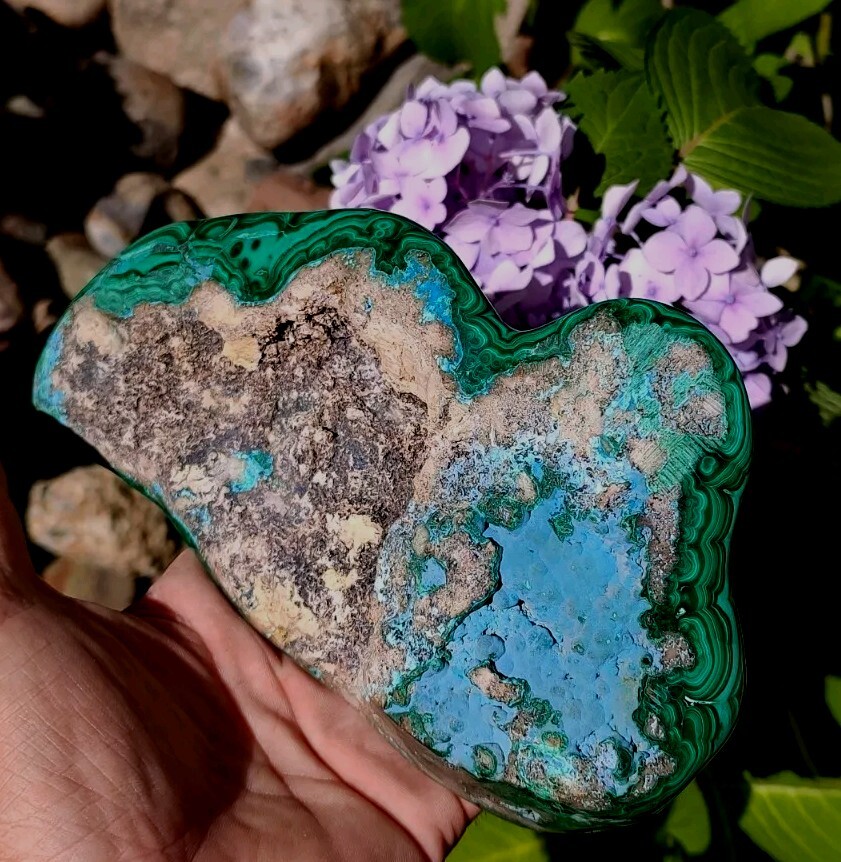 GORGEOUS CHRYSCOLLA -MALACHITE NATURAL MINERAL, POLISHED SHOW PIECE 3LBS 14OZ