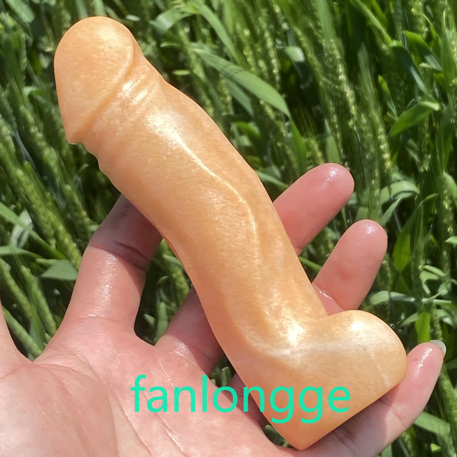 5.7″ Natural Sunstone Male Penis Quartz Crystal Skull Massager Reiki Gem 1PC