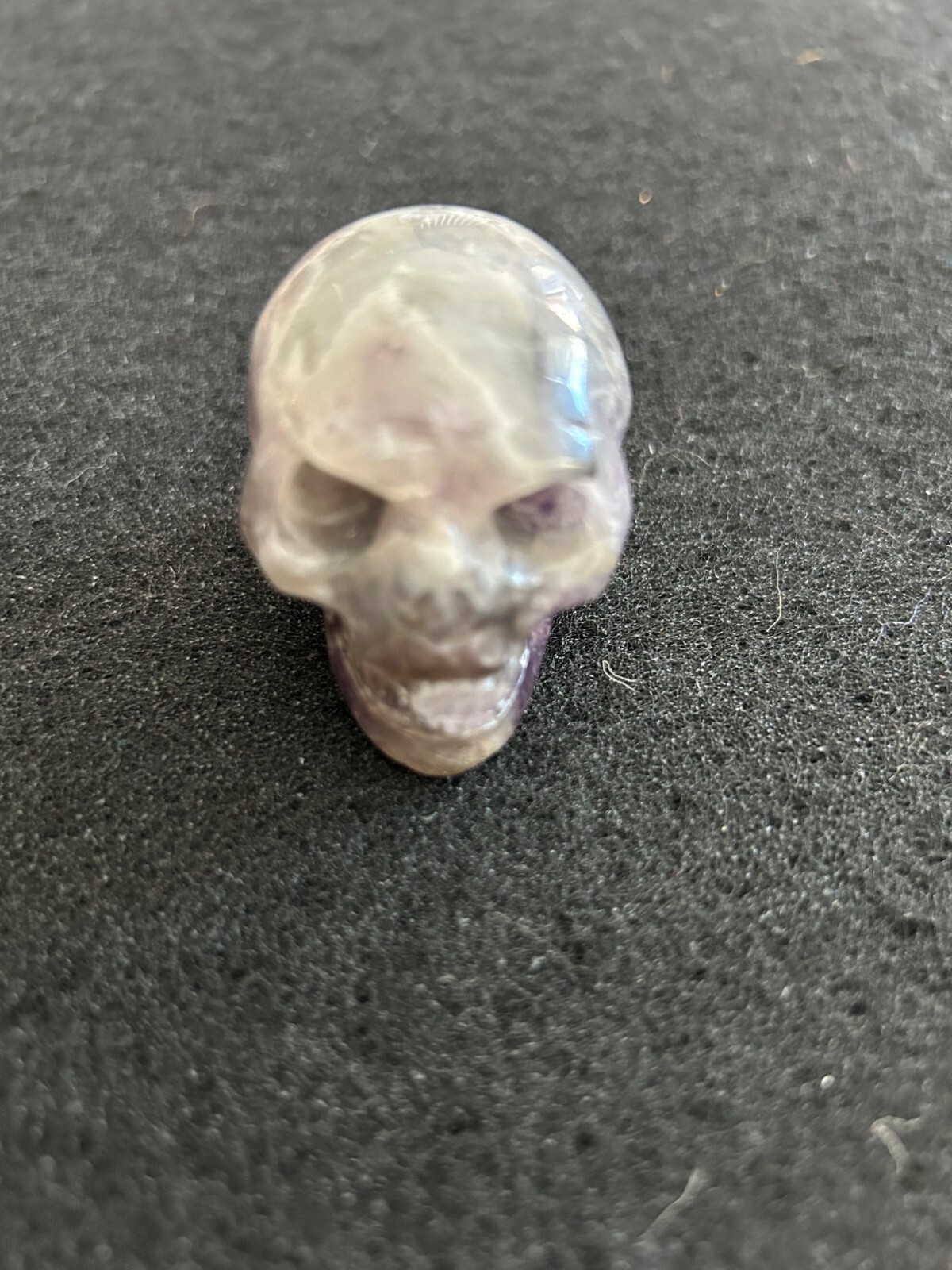 Amethyst Crystal Carved Skull Figurine Small Purple Collectible Solid Piece