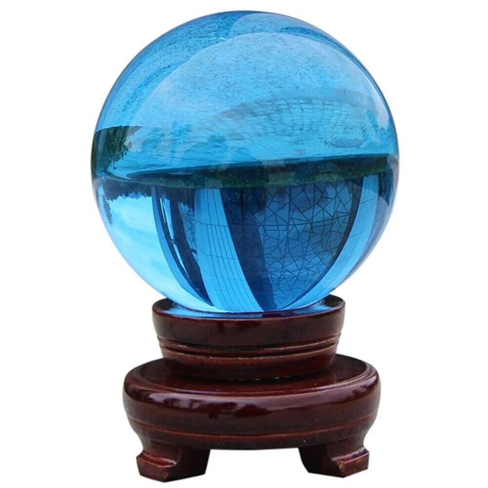 40mm Asian Rare Natural Quartz Sea Blue Magic K9 Crystal Healing Ball Sphere