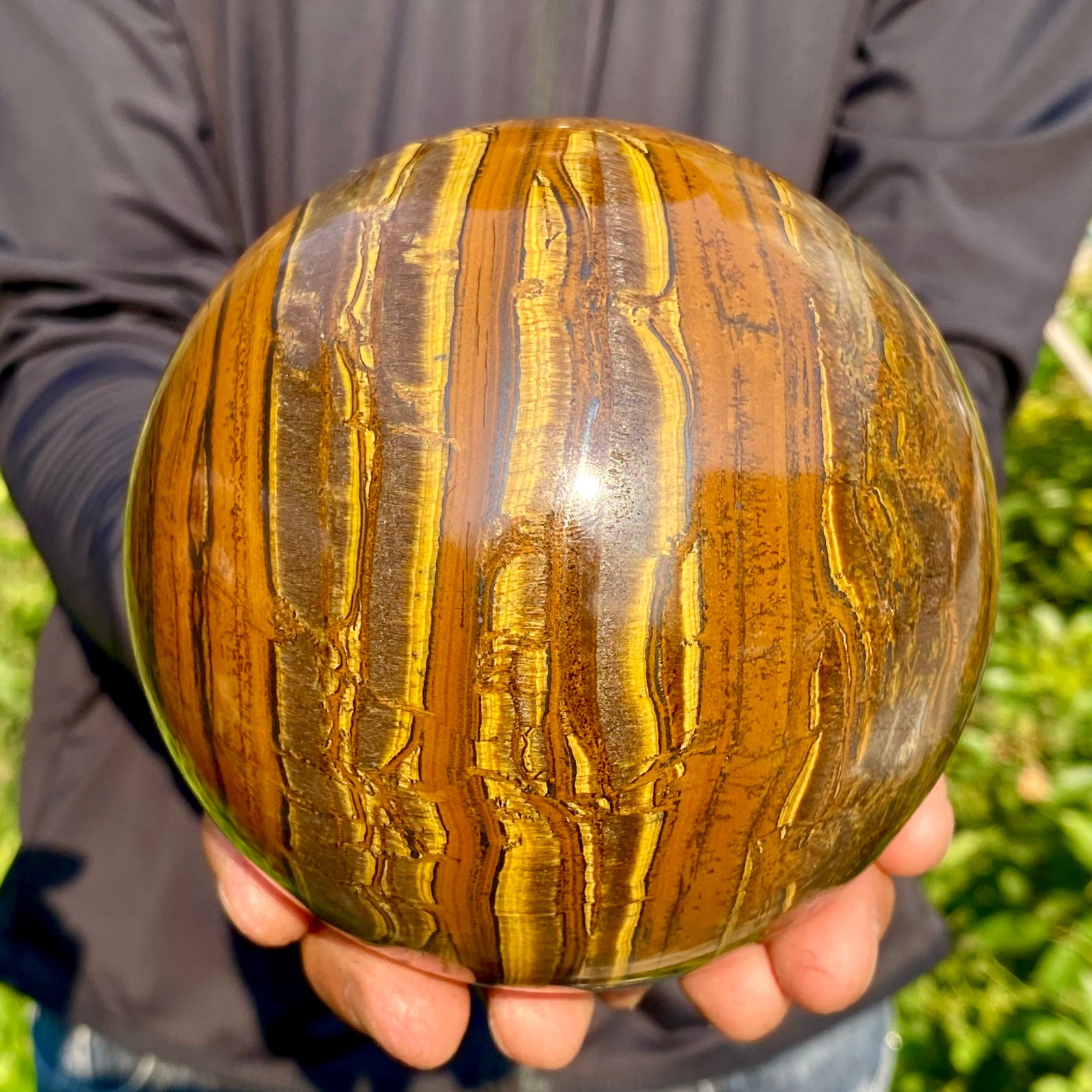 4.47LB Large Natural Tiger’s Eye Ball Quartz Crystal Sphere Gem Healing Décor