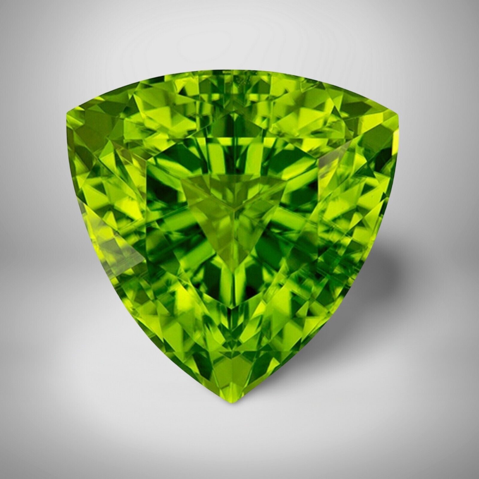 Peridot Trillion Cut Gemstone 5.5 Cts – 12 mm Lustrous Loose Gem