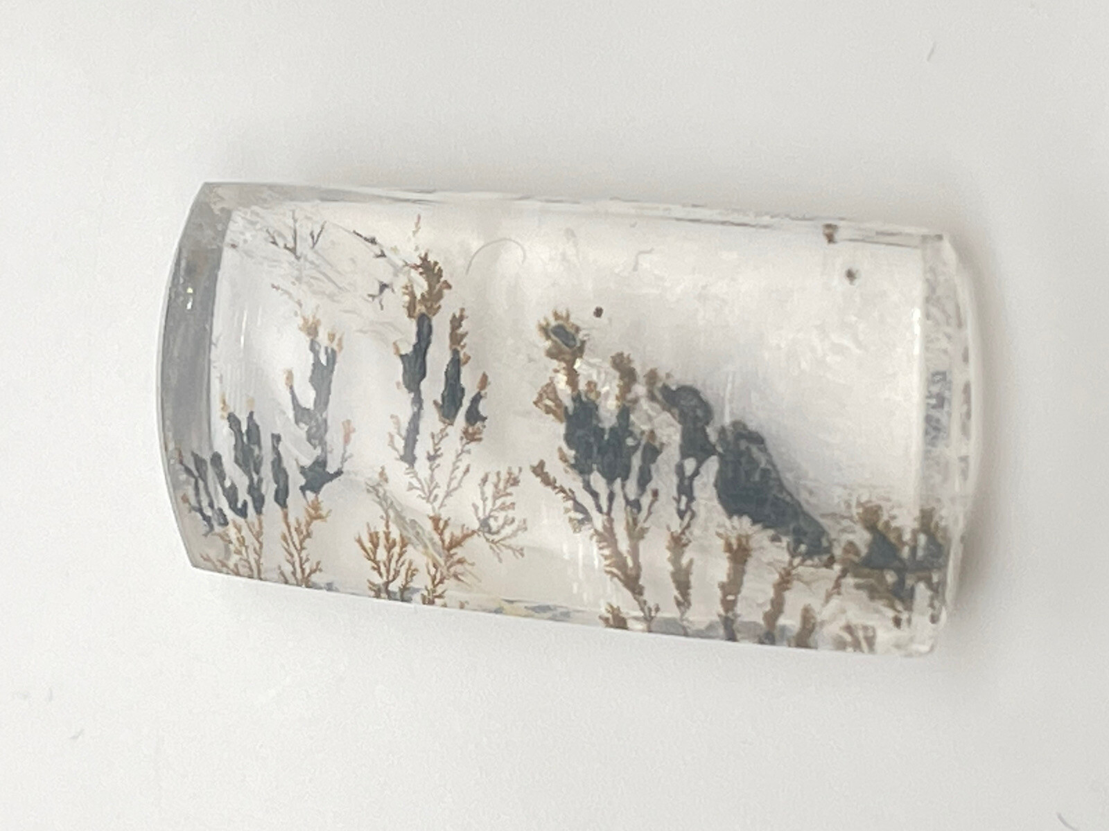 Unique Cut 38.12 Ct Rectangular Dendritic Quartz Cabochon. 34mm by 16mm