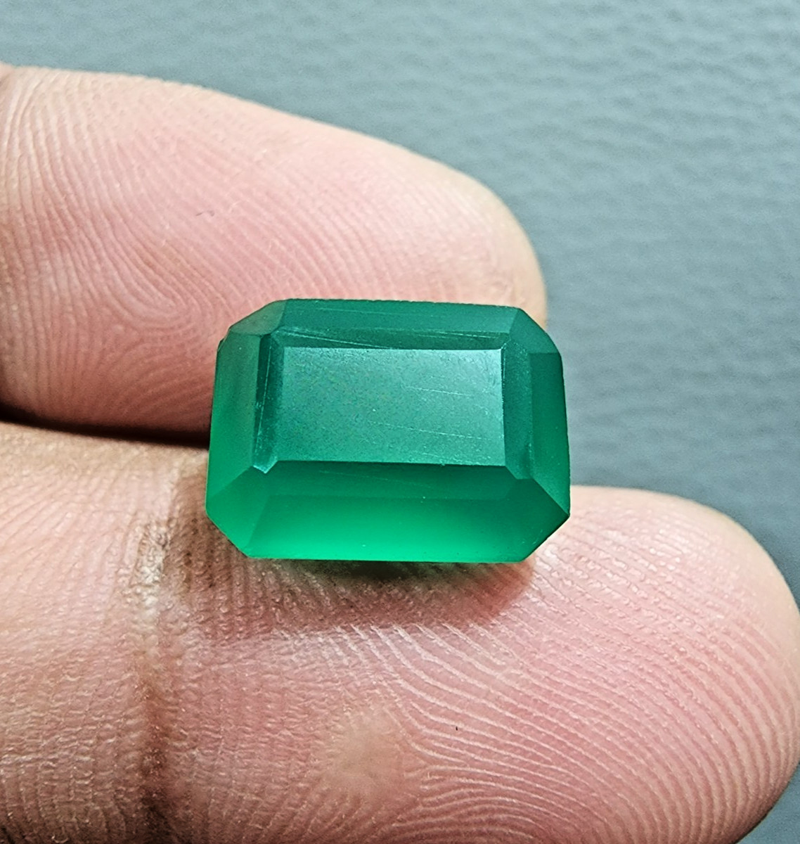 13X10X7MM Green Onyx Faceted Emerald Cut Loose Gemstone Jewelry For Ring 8 Crt