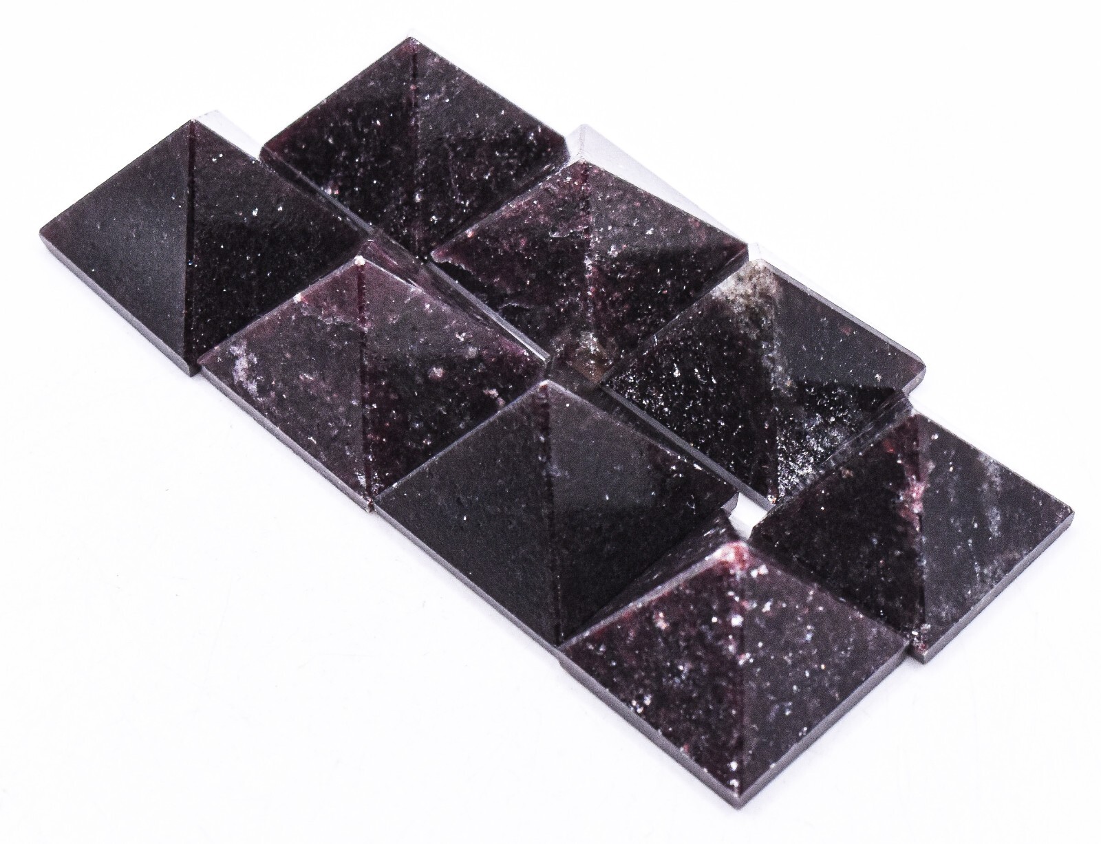 25mm 1PC Dark Deep Purple Lepidolite Pyramid Polished Lithia Mica Mineral Brazil