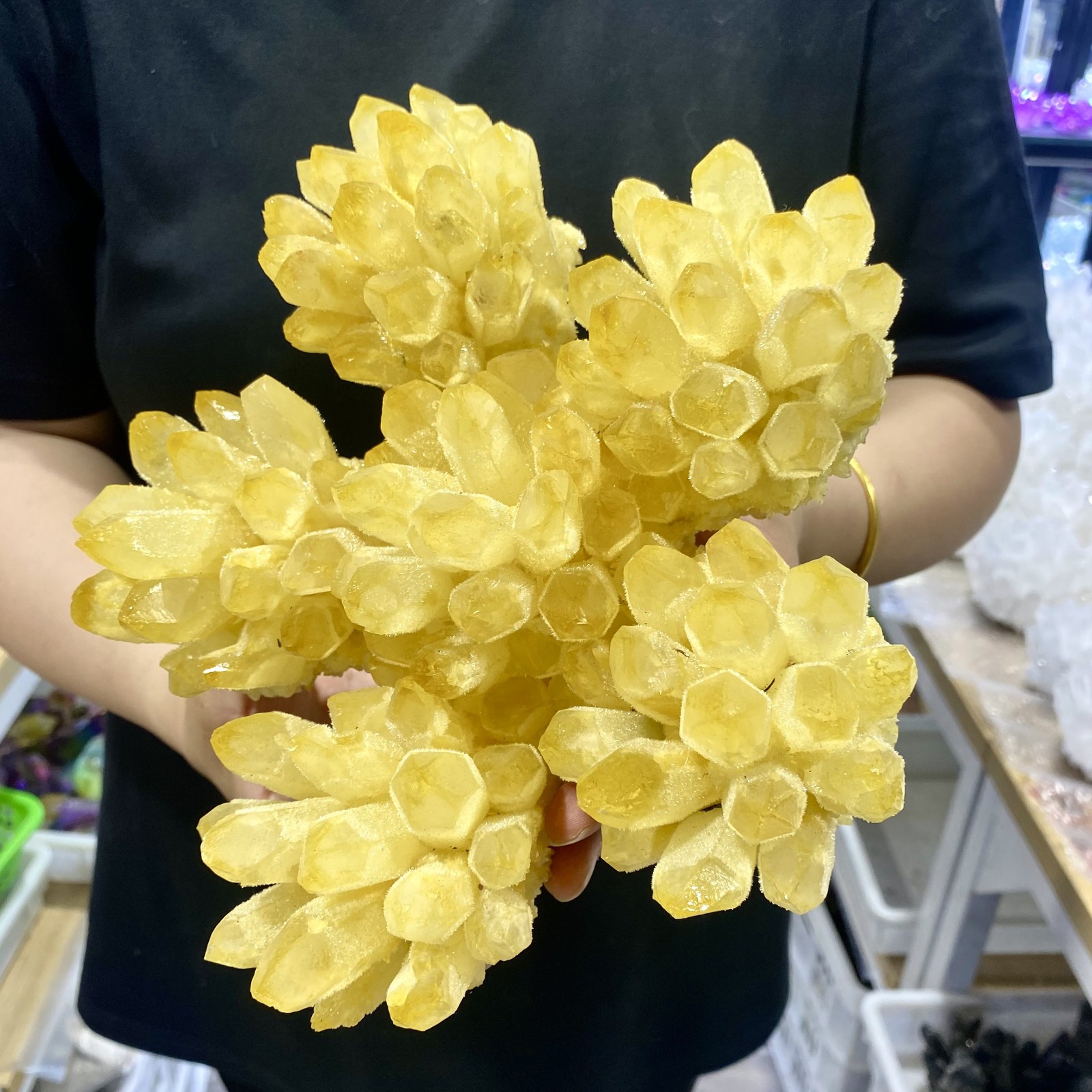 4.98LB Newly discovered yellow ghost quartz cluster mineral sample-
