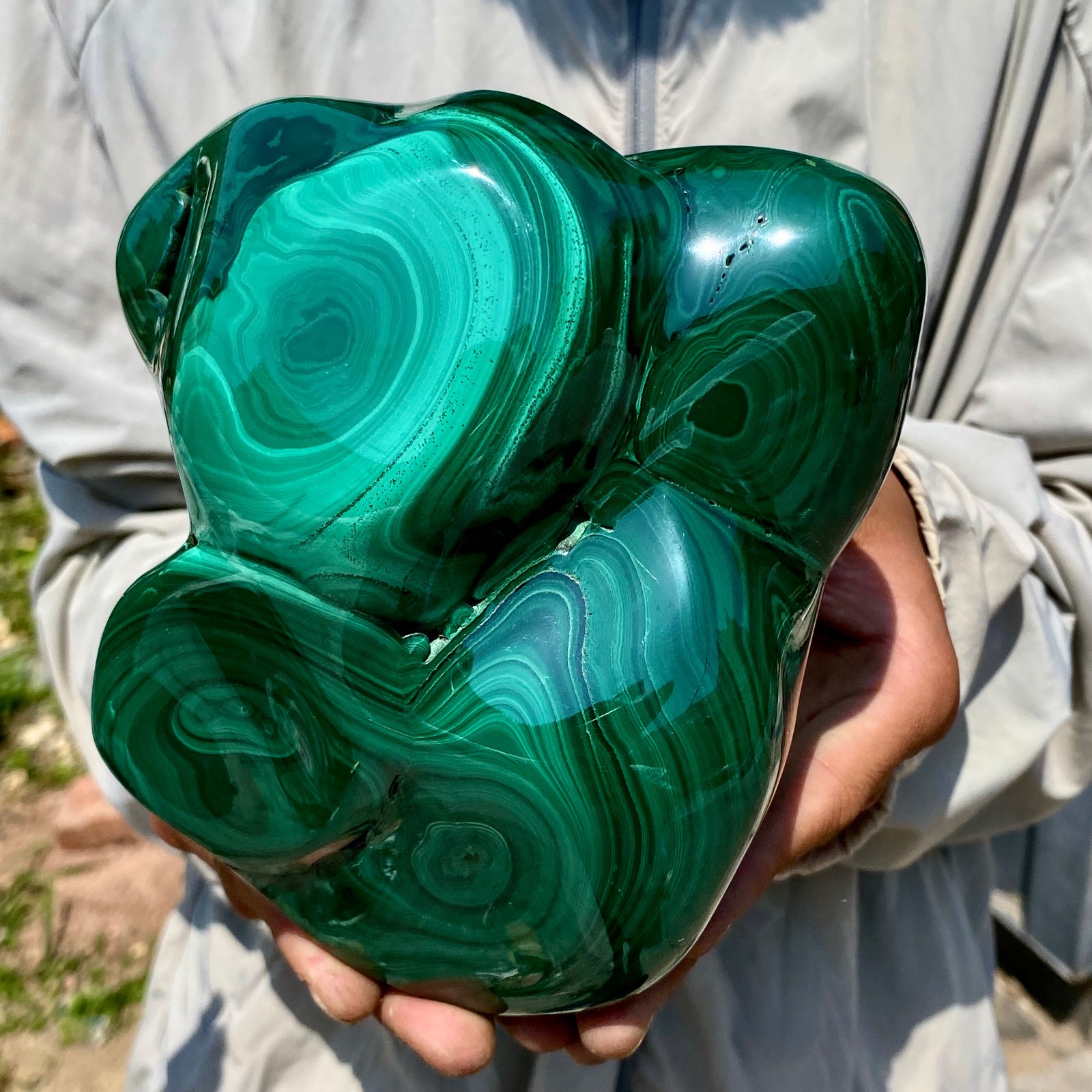 5.93LB Natural glossy Malachite transparent cluster rough mineral sample