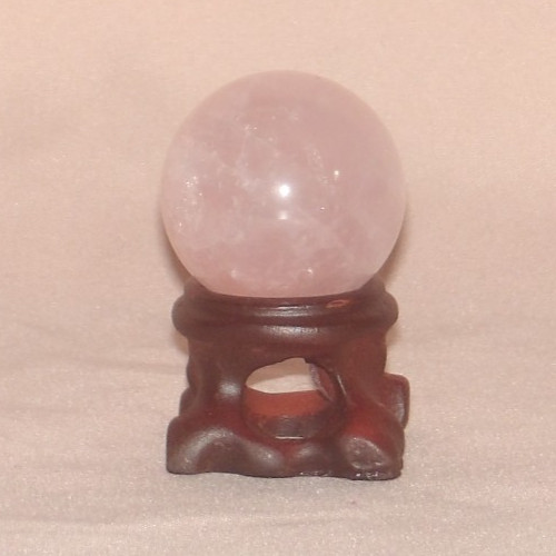 2pcs Rose Quartz Crystal Sphere 1″ Polished Gemstone Wooden Stand Heart Chakra