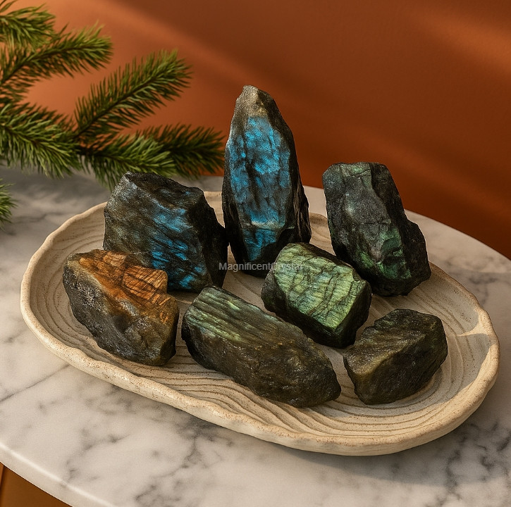 5PCS Rough Labradorite Chunk Raw Gemstone Mineral Specimens Art Healing Decor