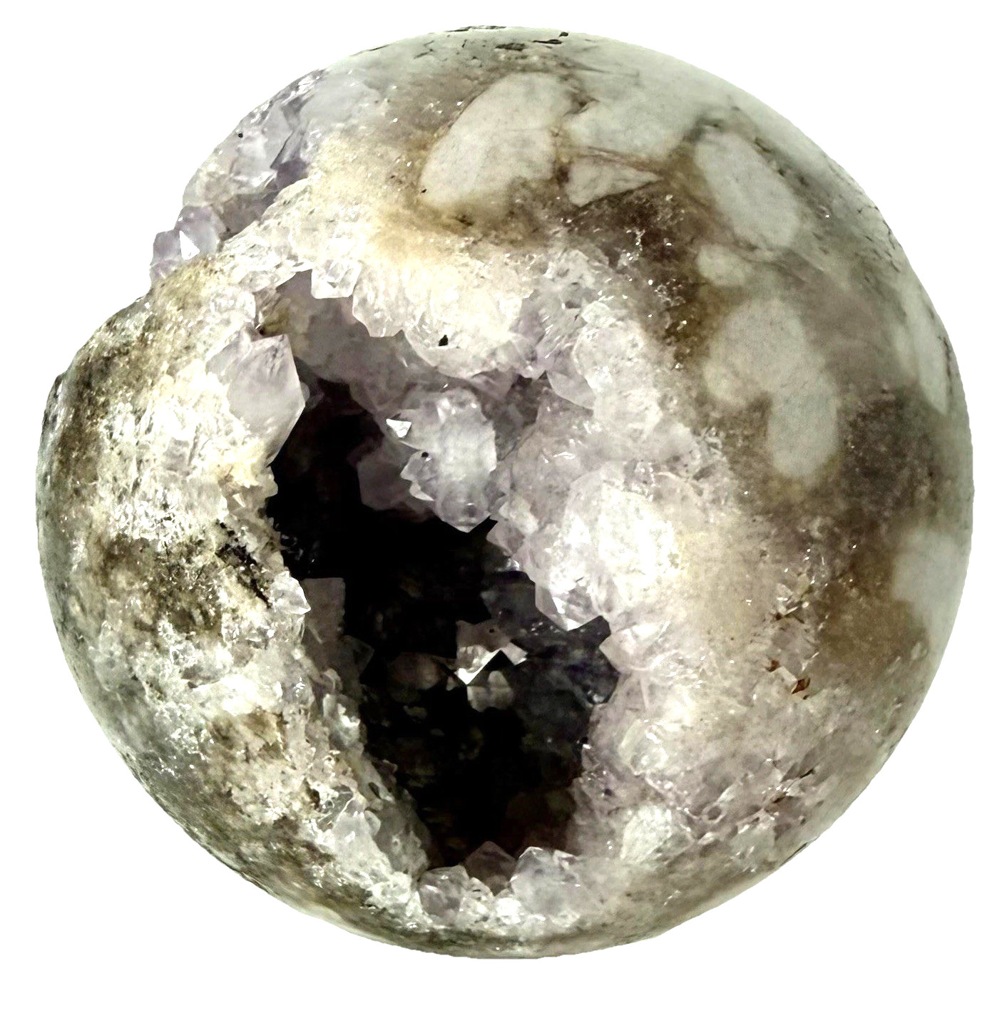 966mm Pink Amethyst Cluster Flower Agate Sphere UV Reactive