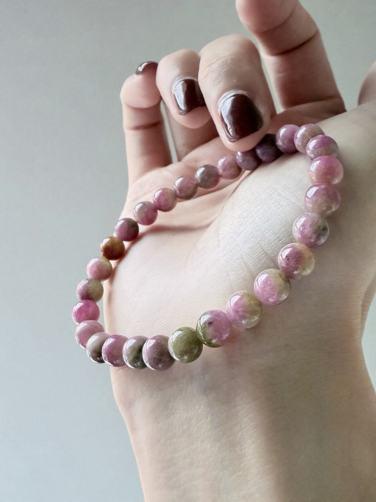 Natural Watermelon Bi-color Pink & Green Tourmaline Bracelet