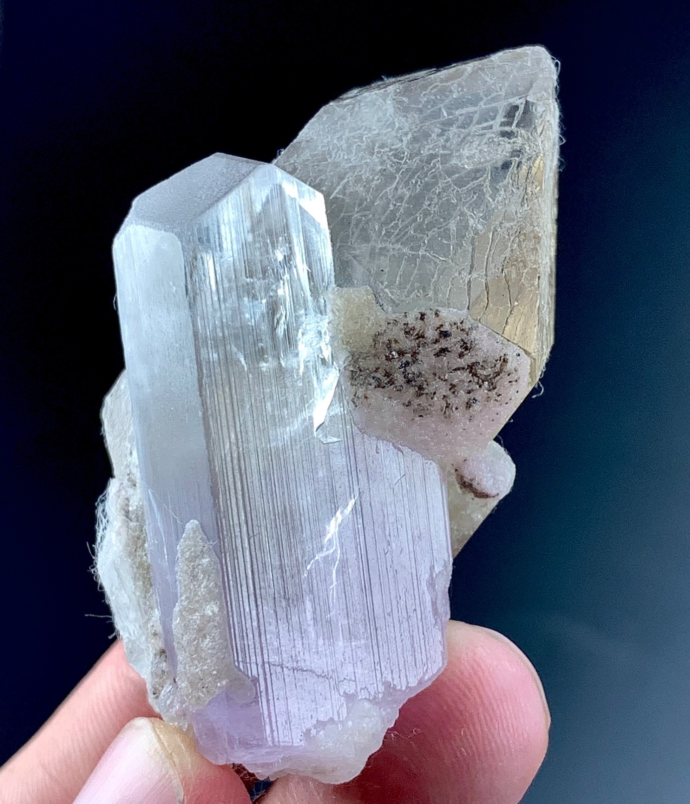 338 Cts Natural Kunzite Crystal Combine With Quartz specimen from Afghanistan