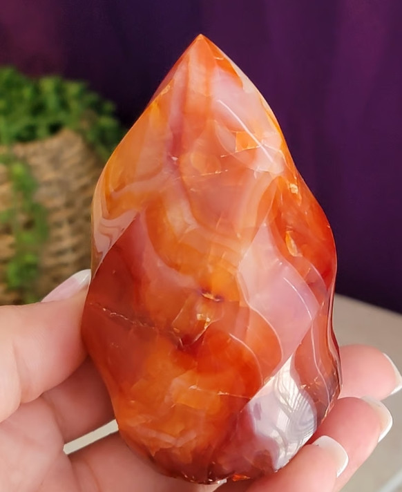 Natural Healing Red Agate Flame Carving Carnelian Tower Reiki Crystal Deco