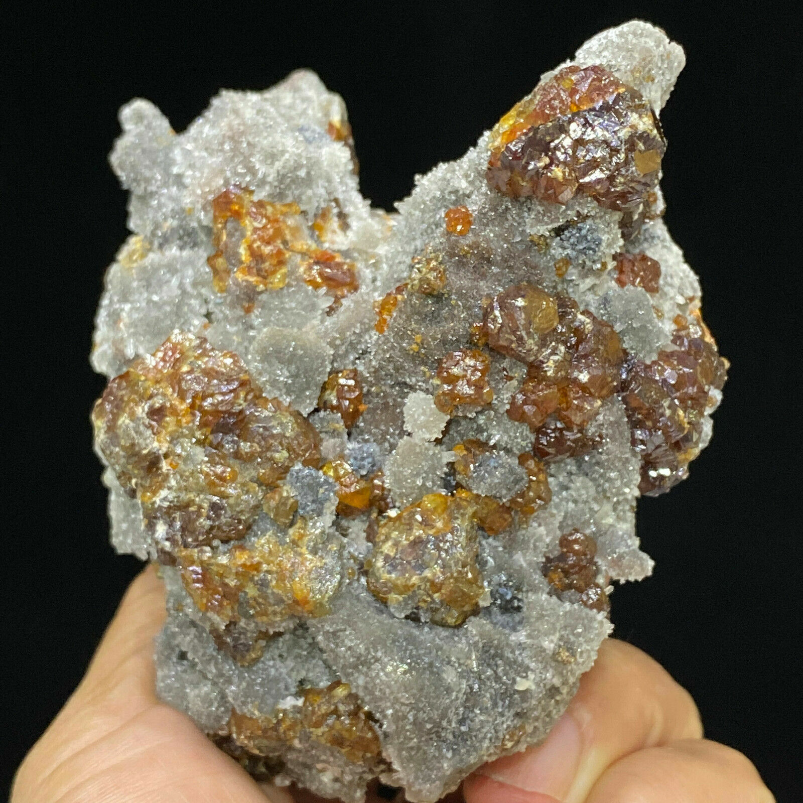 285g Natural Red Spherical Sphalerite & Quartz Crystal Mineral Specimen