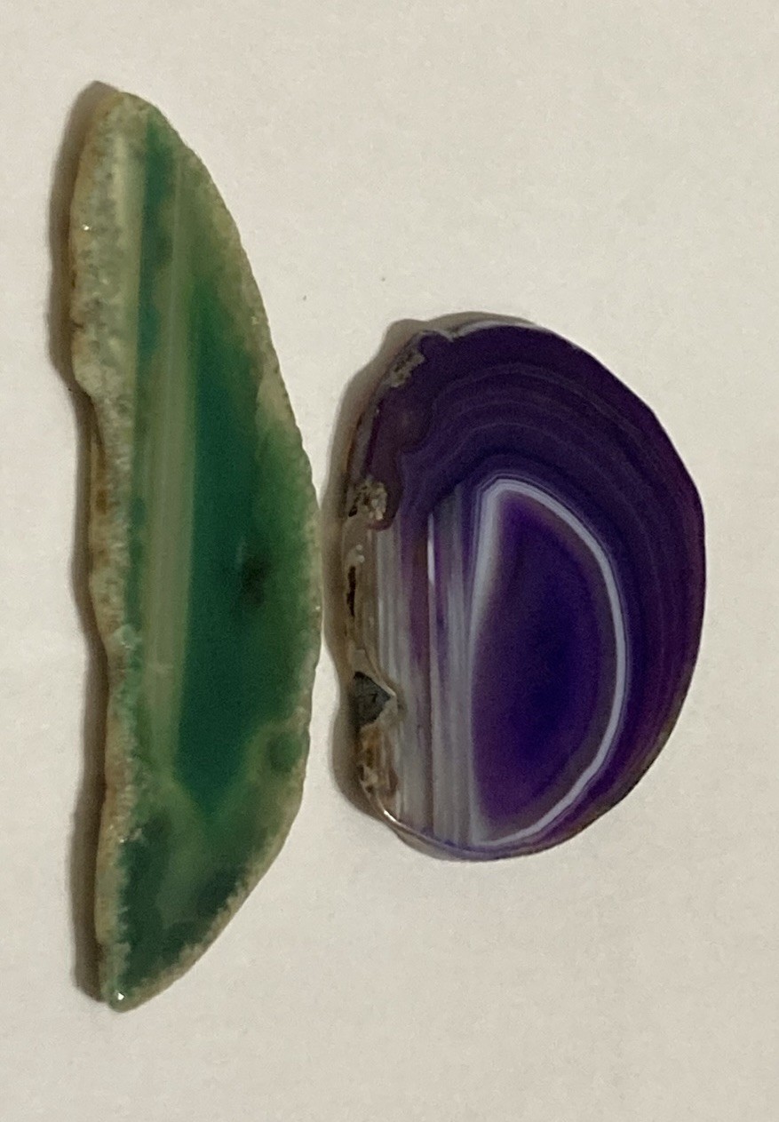 Set Of 2 Natural Quartz Agate Crystal Geode Druzy Cut Slice Gemstones 29G & 20G