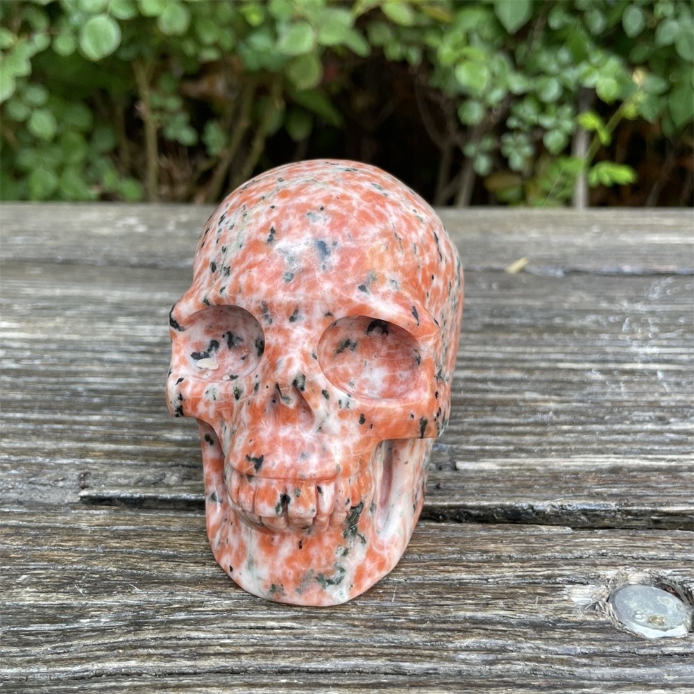 2LB 4.3″ Natural Sun Stone Skull Crystal Quartz Carving Reiki Decoration