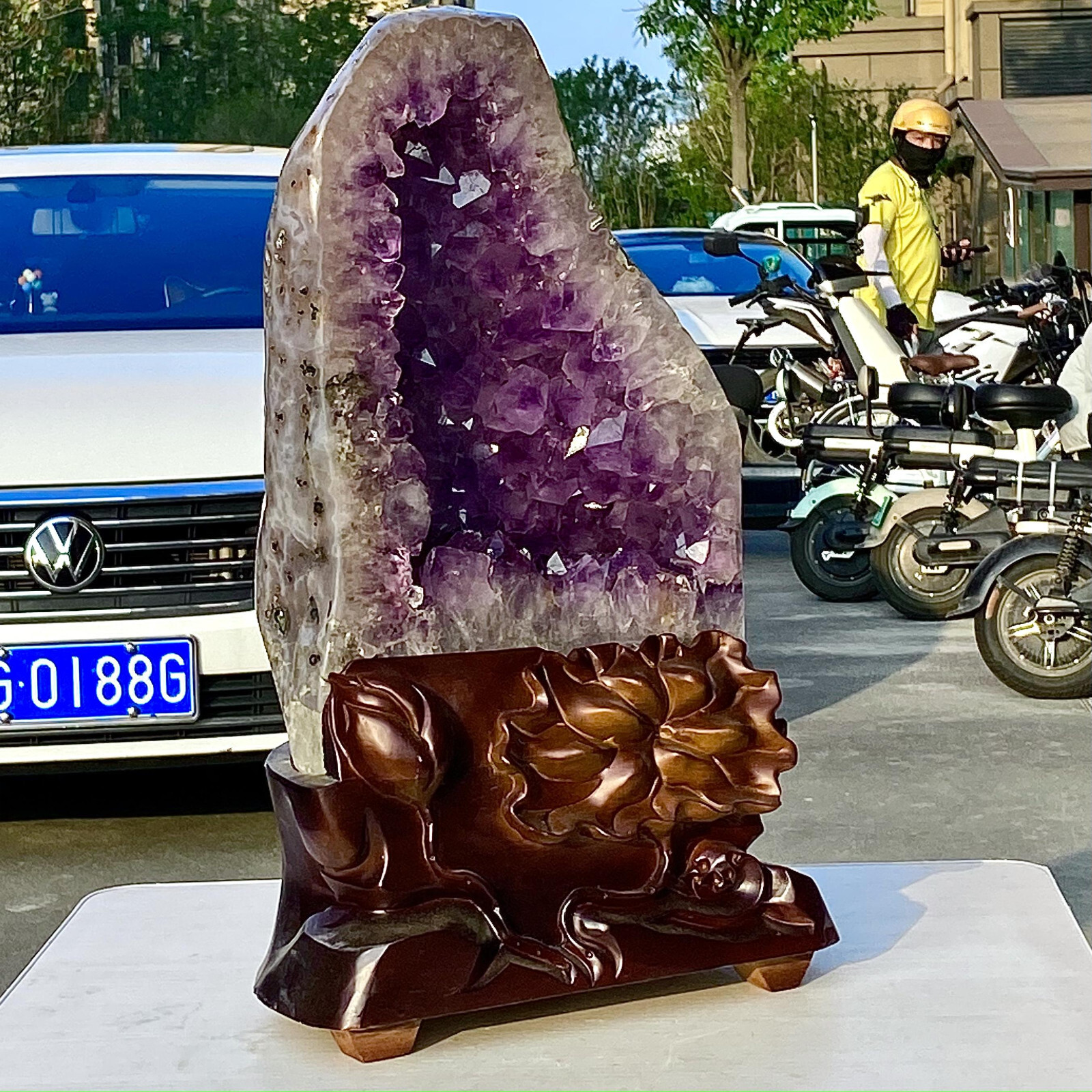 35.2LB Brazilian Amethyst Crystal Cave Stone Cluster Quartz Geode Healing