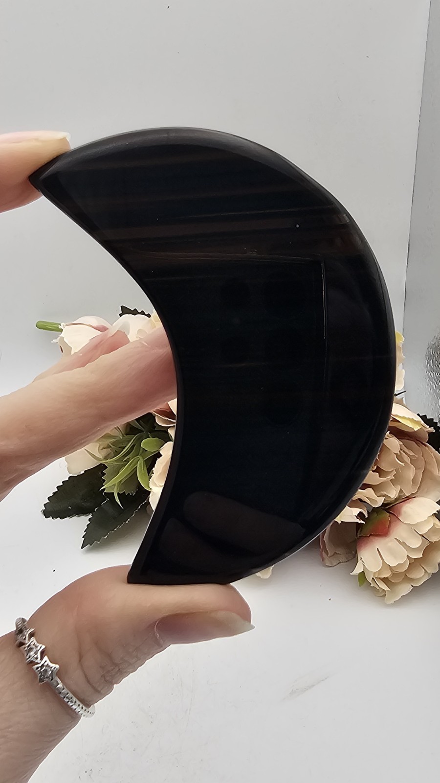 Transparent Agate Moon Crescent crystal 47g 7.8cm