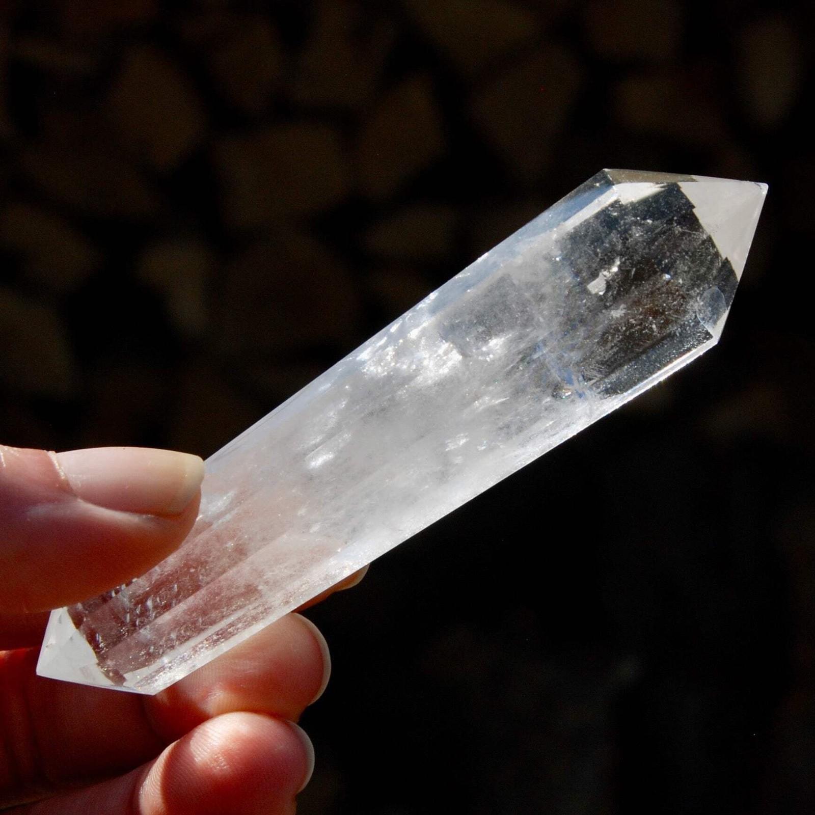 3.7″ Clear Quartz Vogel Crystal – 12 Sided Healing Wand from Brazil L1b