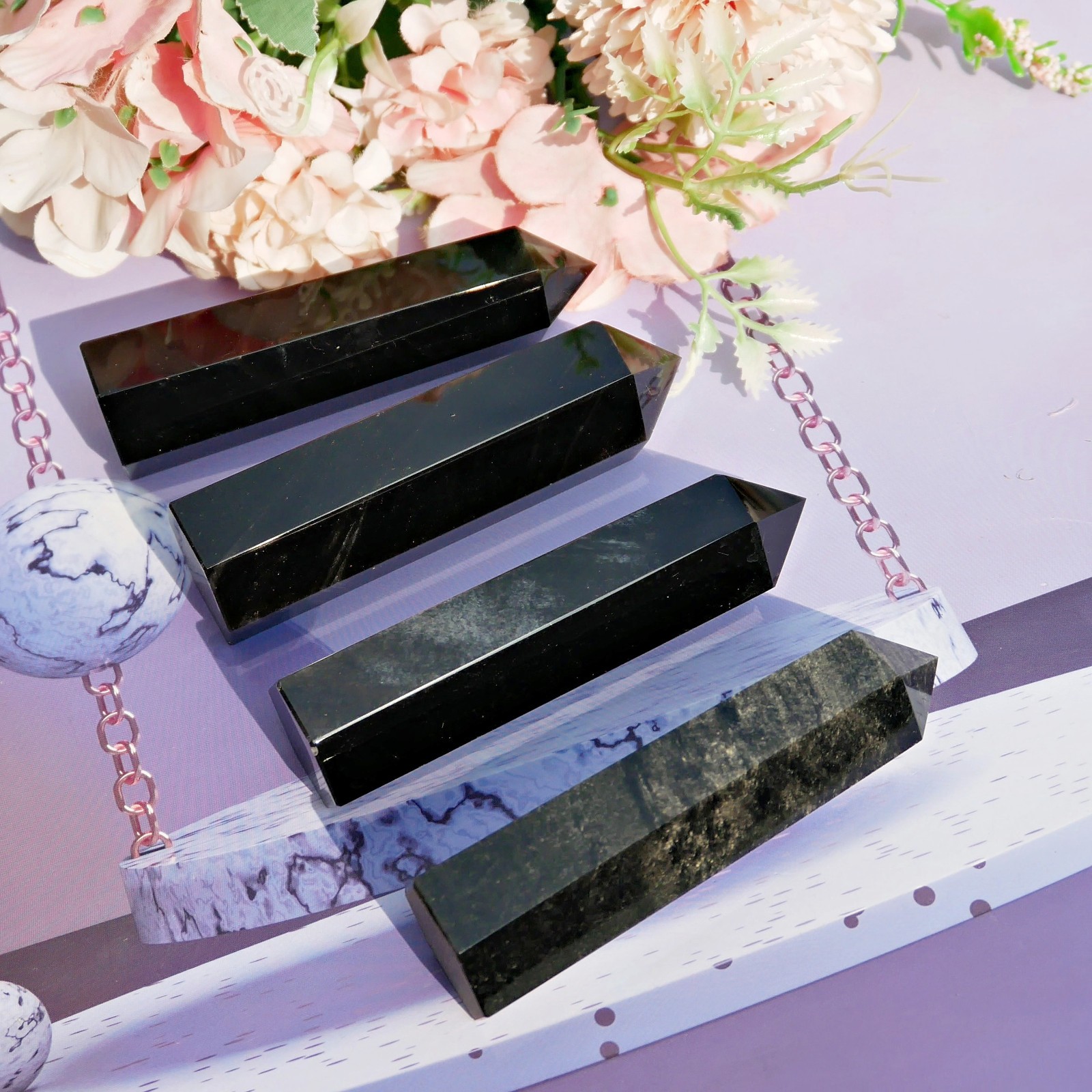 Wholesale 1 LB Silver Sheen Obsidian Points Bulk Lot Crystal Healing Wand Resale