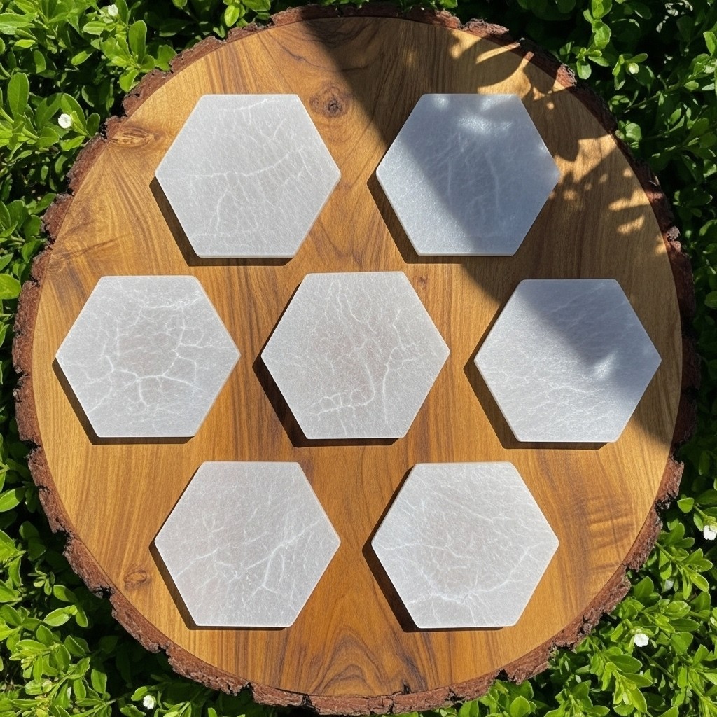 Octagonal Selenite Plate –Reiki Energy Cleansing & Charging Crystal from morocco