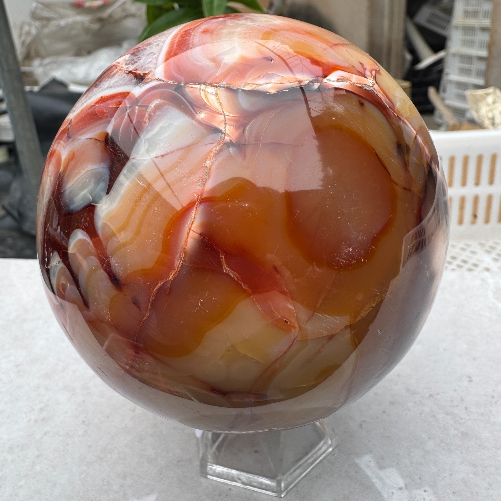 1250G Natural red stripe agate sphere Crystal Ball Madagascar mineral